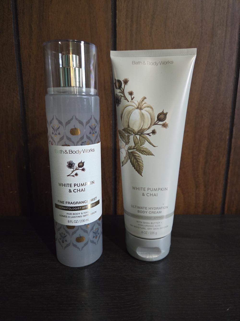 Bath & Body Works White Pumpkin & Chai Fine Fragrance Mist and Body Cream